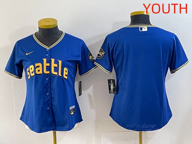 Youth 2025 Seattle Mariners Blank Blue City Edition Nike MLB Jersey style 1